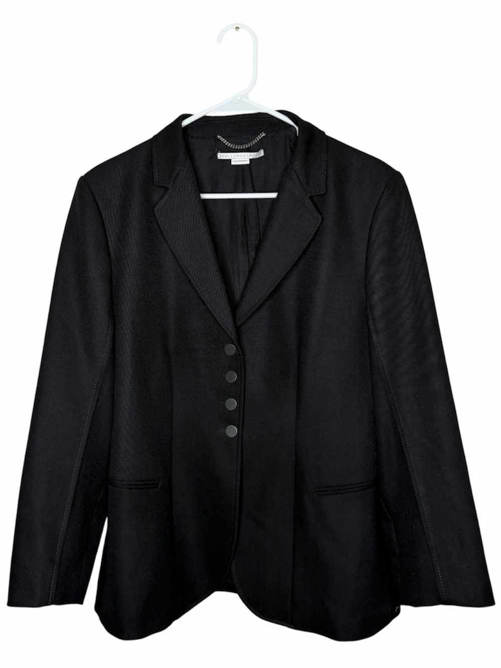 Stella McCartney Black Blazer Jacket Single Breasted 4 Button Wool Size 46 US 10